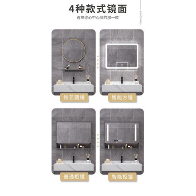 Runzeu Rock Slab Marble Bathroom Cabinet Combination Modern Simple Toilet Washstand Washbasin Light