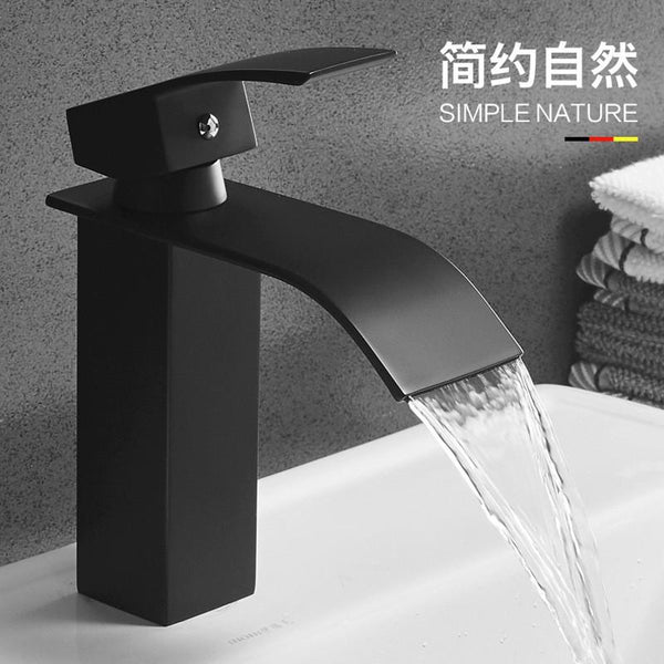 Faucet Copper Hot And Cold Black Household Bathroom Basin Water Tap