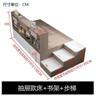 AUSITUR Storage Bed Bookshelf Integrated Bed Single Small Apartment Storage Bed