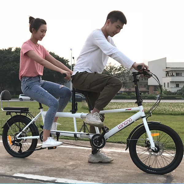 Father and Son Double Bike Folding Couple Tour Two People Riding Parent-child Three-person Bicycle