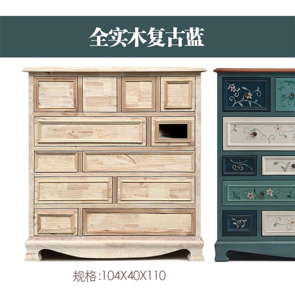 American Bucket Cabinet Solid Wood Bedroom Drawer Storage Wooden Chest of Drawers Living Room Simple