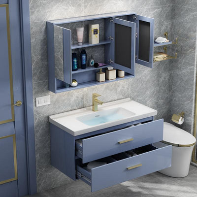 Modern simple toilet bathroom cabinet hand washing face basin mirror cabinet combination Nordic