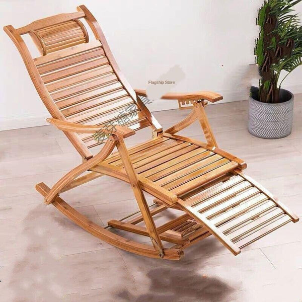 Sleeping Reclining Folding Lunch Break Free Household Balcony Leisure Elderly Bamboo Fu-shaped