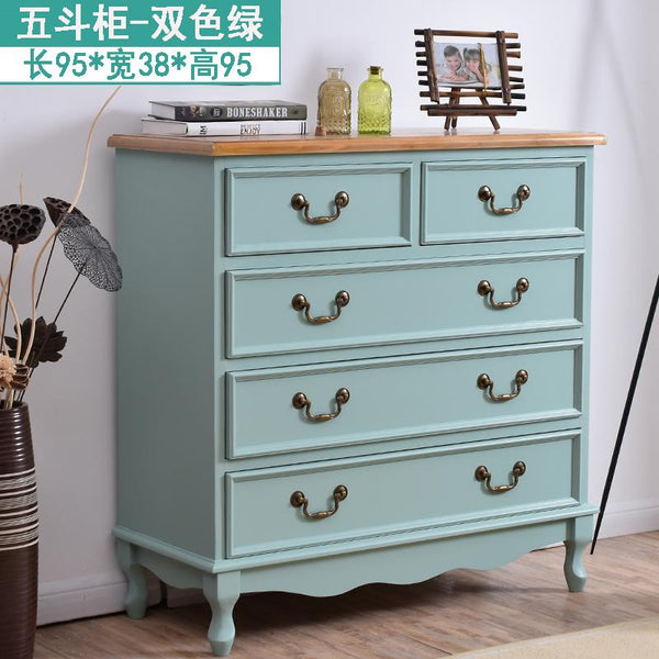 (MUWU) Solid Wood Simple Modern Storage Cabinet Drawer Living Room Locker Bedroom American Chest of