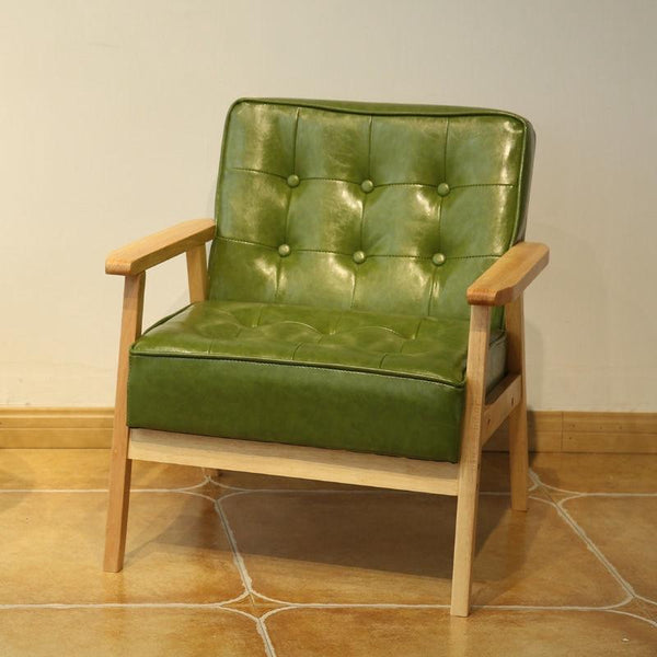 Solid Wood Armchair Fabric Single Sofa Chair Cafe Lounge Chair Double Bedroom Small Sofa