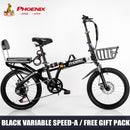 Phoenix Foldable Bicycle 7 Speed Variable Speed Foldable Bike High Carbon Steel Double Disc Brake