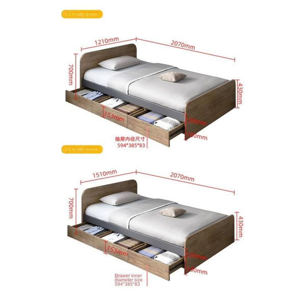 Single Bed Storage Bed 1.2m/1.5m Small Apartment Simple Modern Economic Storage Nordic Wind Bed