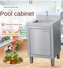 Kitchen 304 Stainless Steel Floor-mounted Integrated Dish Washing Basin Sink Cabinet with Operating