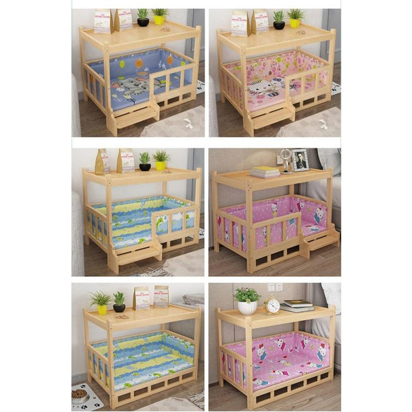 Dog Bed Dog House Solid Wood Dog Fence Removable And Washable Wood Cat Bed All-purpose Pet Bed