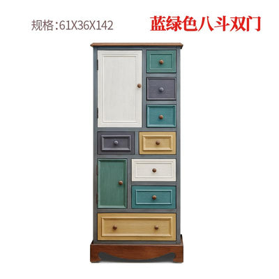 American Bucket Cabinet Solid Wood Bedroom Drawer Storage Wooden Chest of Drawers Living Room Simple