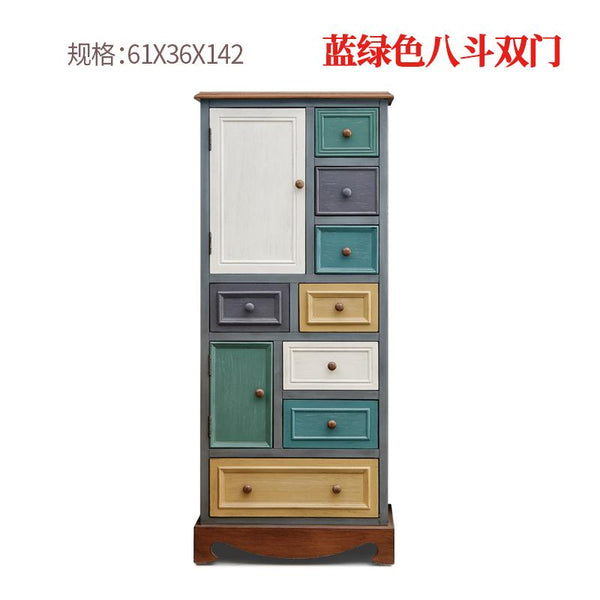 American Bucket Cabinet Solid Wood Bedroom Drawer Storage Wooden Chest of Drawers Living Room Simple