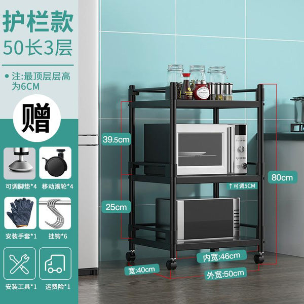 Stainless Steel Floor Type Multi-layer Microwave Oven Kitchen Utensils Pot Rack Storage Movable