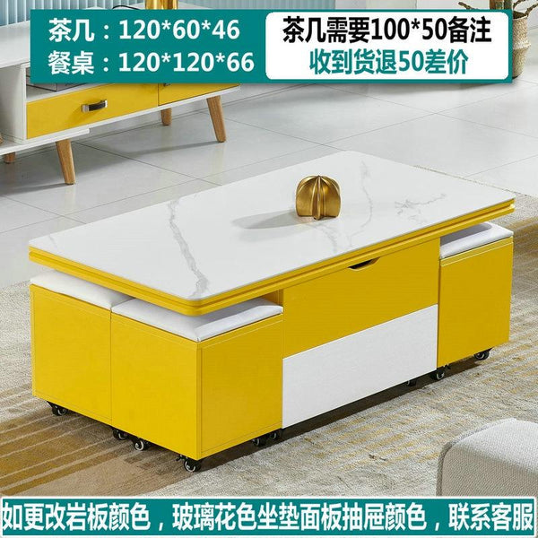 Y&U Foldable Coffee Table Marble Blister Folding Tempered Glass Side Table Household Dining Table