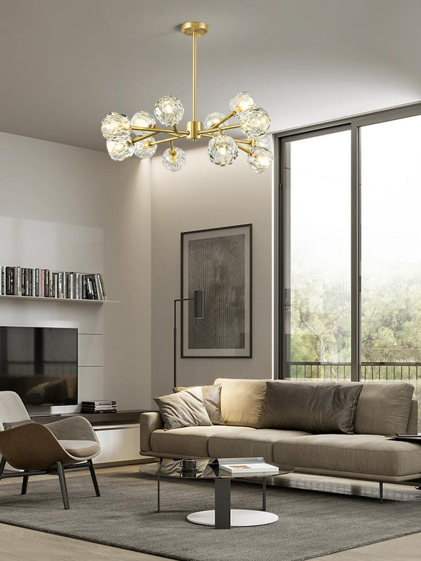 HJFA Living Simple Modern Bedroom Dining Room Crystal Glass Chandelier Magic Bean Light Luxury