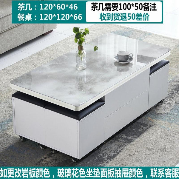 ARPER Foldable Coffee Table Marble Blister Folding Tempered Glass Side Table Household Dining Table