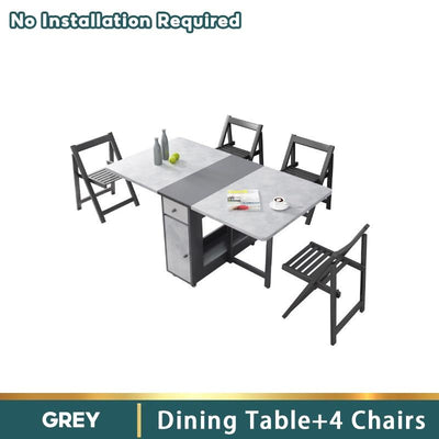 HQ Nordic Multifunctional Folding Dining Table And Chair Combination Modern Minimalist Family Home