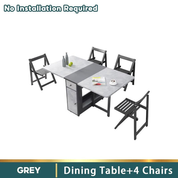 HQ Nordic Multifunctional Folding Dining Table And Chair Combination Modern Minimalist Family Home