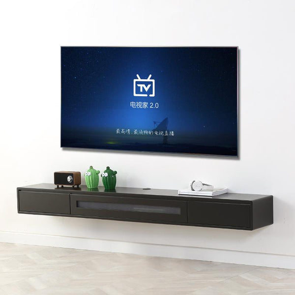 Wall-mounted Tv Cabinet Nordic Solid Wood Simple Modern Size Family Tea Table Combination Black and