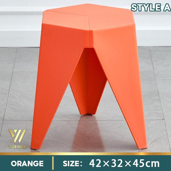 【BUY 3 GET 1 FREE】Stackable Small Stool Durable Solid Color Plastic Stool Thickened Dining Chair