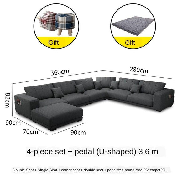 Modern Fabric Sofa Combination Living Room Self-contained U-shaped l Corner Nordic Simple Large and