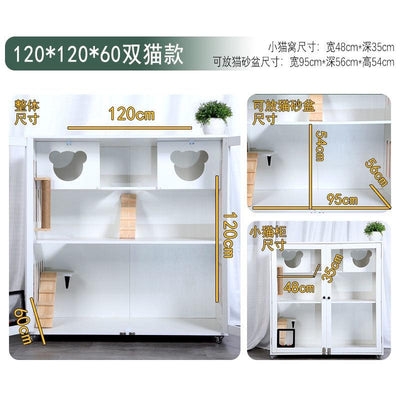 YIPET Solid Wood Cat Nest Household Cat Cage Super Large Luxury Pet Villa Cabinet