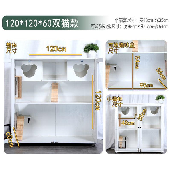 YIPET Solid Wood Cat Nest Household Cat Cage Super Large Luxury Pet Villa Cabinet