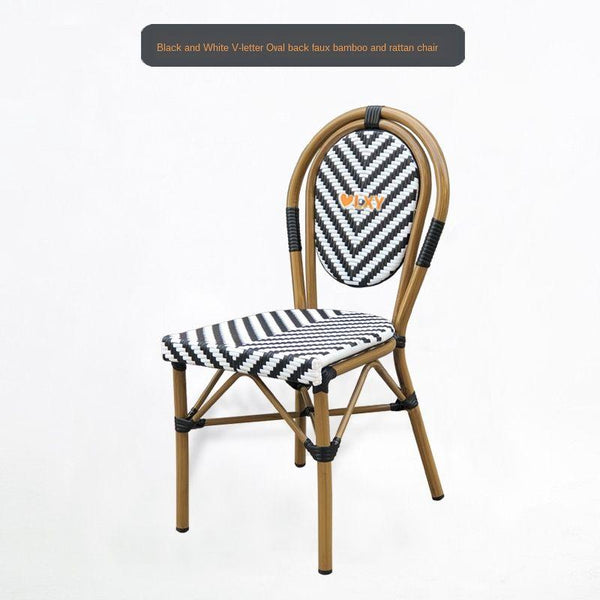 🔥Ready Stock🔥2021 French Dining Rattan Back Bench White Balcony Outdoor Bamboo Coffee Shop