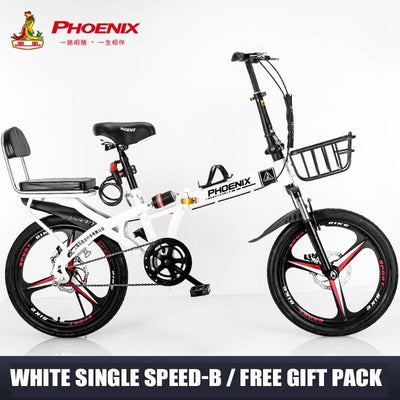 Phoenix Foldable Bicycle 7 Speed Variable Speed Foldable Bike High Carbon Steel Double Disc Brake