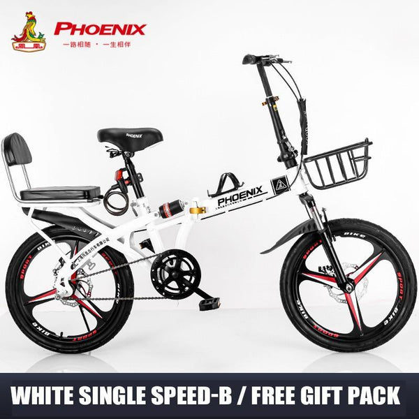 Phoenix Foldable Bicycle 7 Speed Variable Speed Foldable Bike High Carbon Steel Double Disc Brake