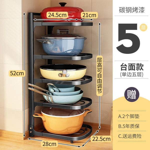 Kitchen pot rack multi-layer storage rack floor type household vegetable pot rack multi-functional