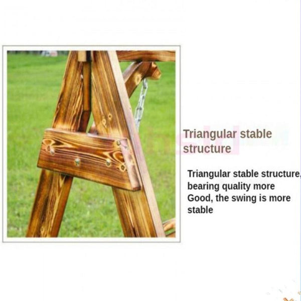 PINA Outdoor swing chair garden chair Solid wood hanging blue three-person swing chair outdoor