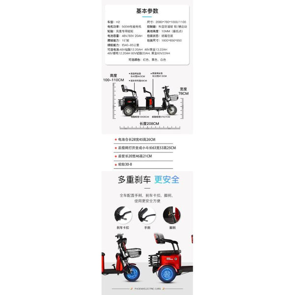Phoenix Electric Tricycle Truck Home Small Scooter Battery Car Elderly Car