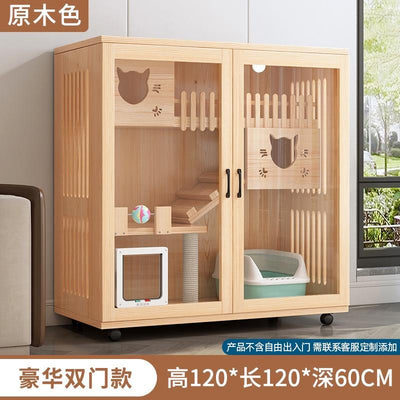 Solid Cat Cage Villa Wood Cat Cage Hold Luxury Villa Three Storey Super Large Nest Free Space