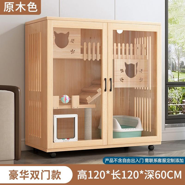 Solid Cat Cage Villa Wood Cat Cage Hold Luxury Villa Three Storey Super Large Nest Free Space