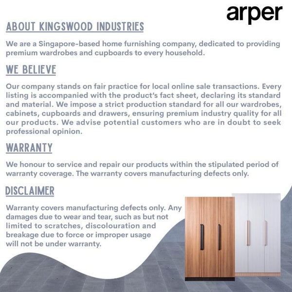 ARPER 4 | 6 Doors Wardrobe, Solid Plywood, 12 Months Warranty, Available with 3 Compartments