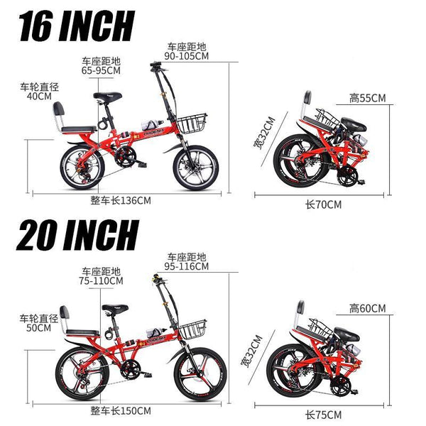 Phoenix Foldable Bicycle 7 Speed Variable Speed Foldable Bike High Carbon Steel Double Disc Brake