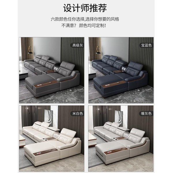 Yooke Nordic Sofa Modern Cowhide Living Room Adjustable L-shaped Sofa Combination Russian Pine Sofa