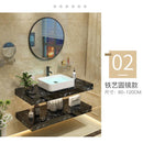 Modern Light Luxury Bathroom Cabinet Combination Double Deck Marble Wash Basin Wall Mounted Small