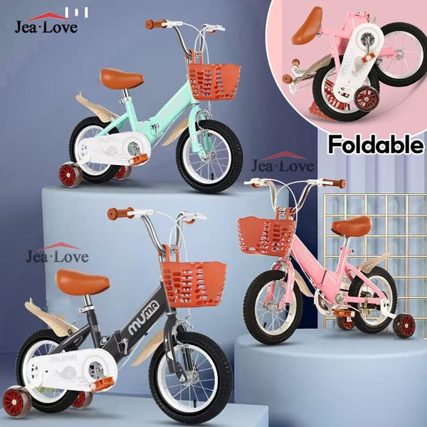 [SG READY STOCK] Girl Baby Bicycle Foldable Kids Children Bicycle For Kids 2-12 Years Old 12 14 16