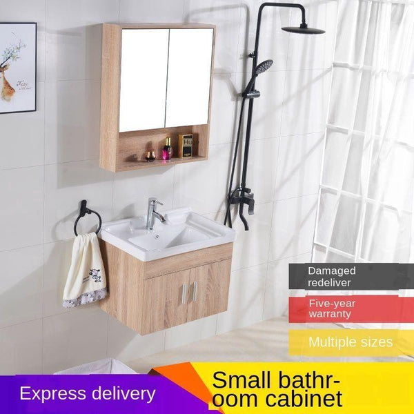 Solid Wood Bathroom Cabinet Wash Basin Cabinet Combination Washbasin Balcony Toilet Wall-mounted