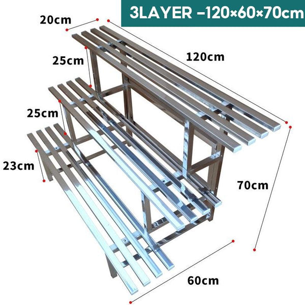 Stainless Steel Flower Rack Indoor/Outdoor Metal Plant Rack Ladder Flower Stand For Balcony Garden