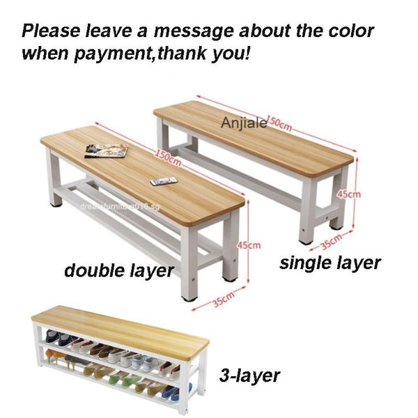 CONSIDER Dining Table Long Bench Gym Rest Stool Shoe Rack Bench Shoe Changing Stool Steel Wood Iron