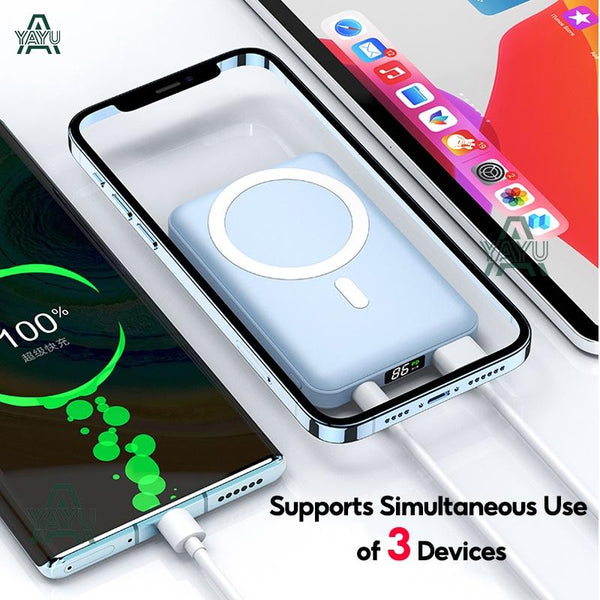 YAYU 10000mAH Slim Magnetic Wireless Power Bank Fast Charging Light Portability Powerbank