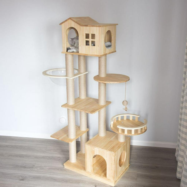 Climbing Wooden House Solid Wood Rack Space Capsule Luxury Summer Nest Cat Tree Large Multi-cat
