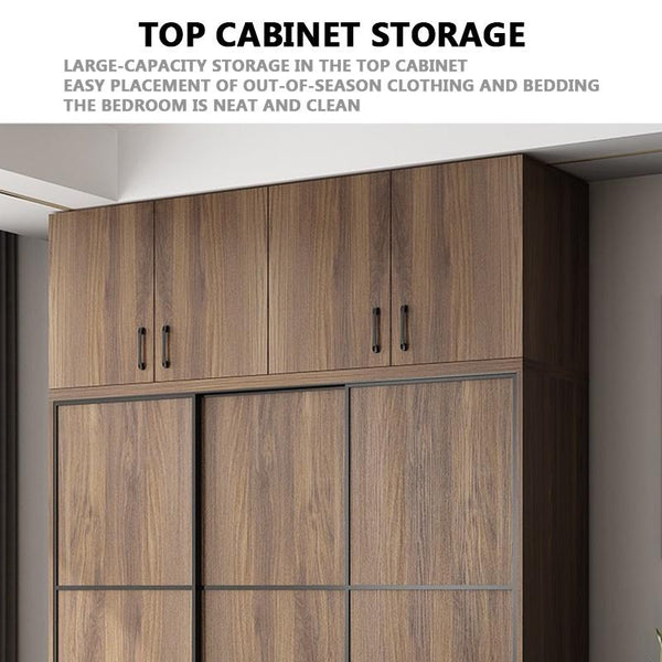 Simple Wardrobe Sliding Door Modern Small Family Bedroom Wooden Storage Cabinet Economy Style